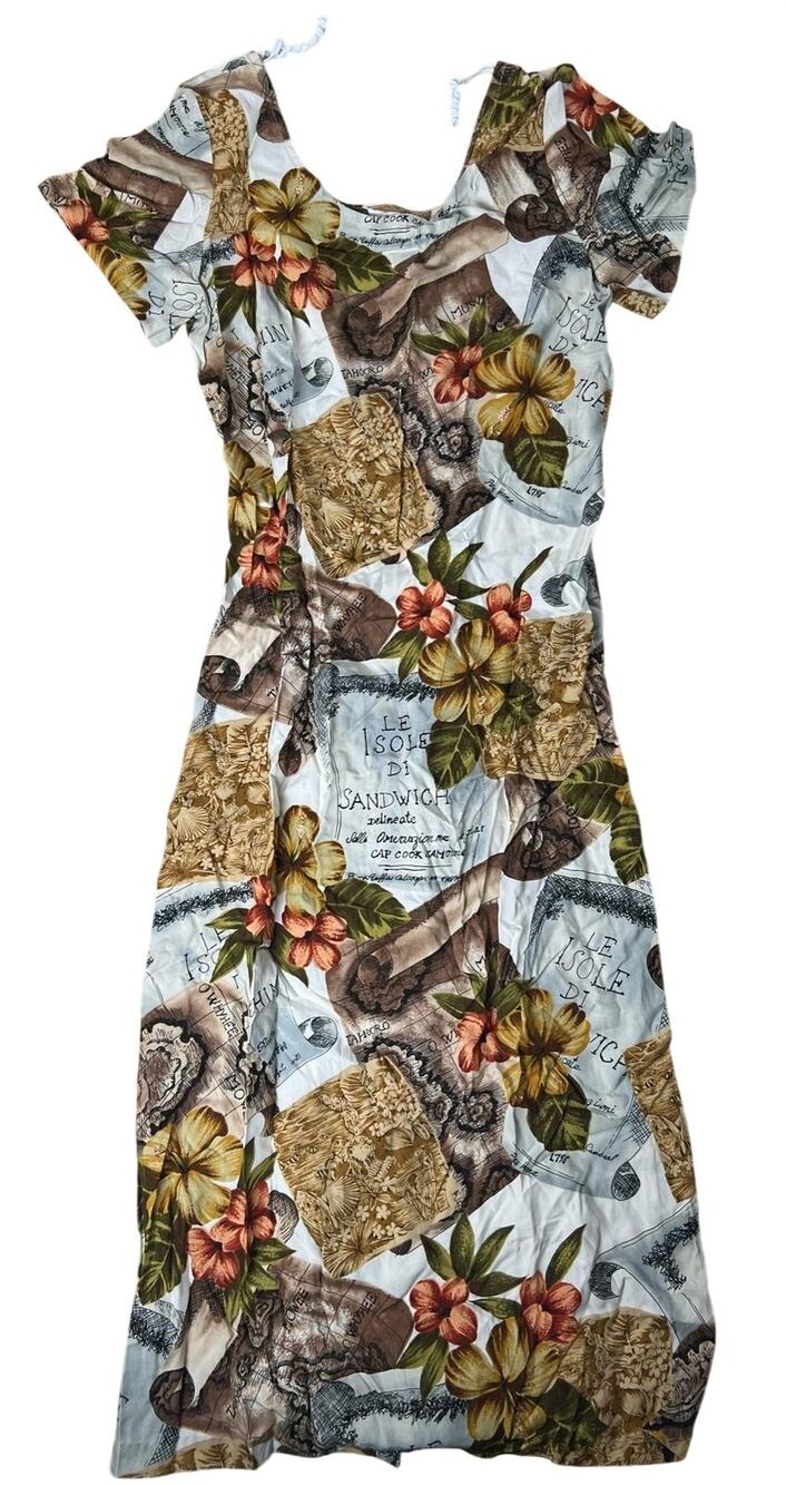 Tori Richard Dress Womens S White Floral Maxi Sundress Strappy Scoop Neck Rayon